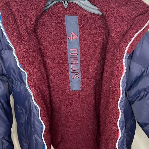 Fourlaps Women’s Polar Quilted Reversible Sherpa Jacket Burgundy/Smoke Nwt Small - Picture 4 of 11